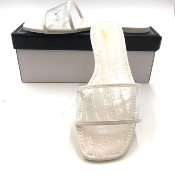 Clear Strap Slide in White Croc - Picture 8 of 8